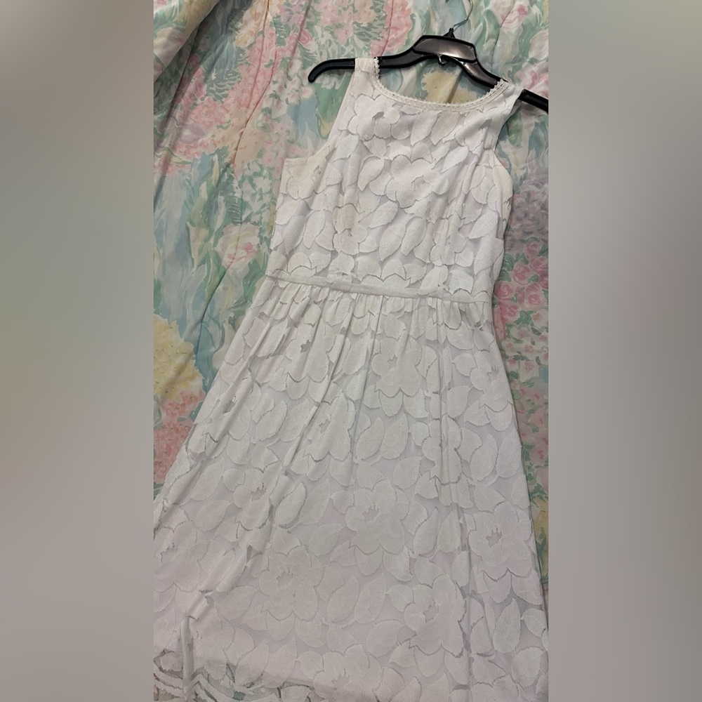 Ronni Nicole White Floral Midi Dress